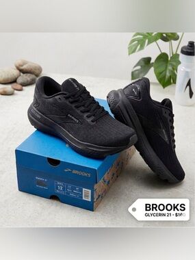 Brooks Men's Glycerin 21 Athletic Running Shoes - Black